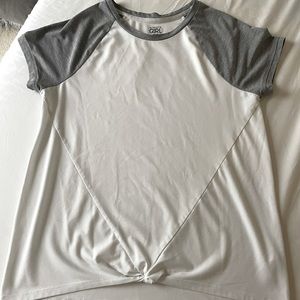 Athleta girl, gray and white active wear t-shirt. (girls XXL)